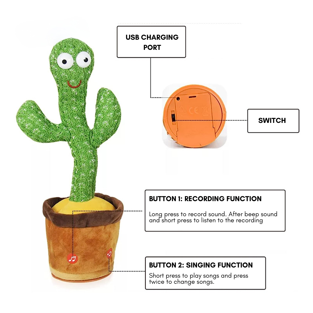 Charming Plush Cactus Companion that Dances and Sings