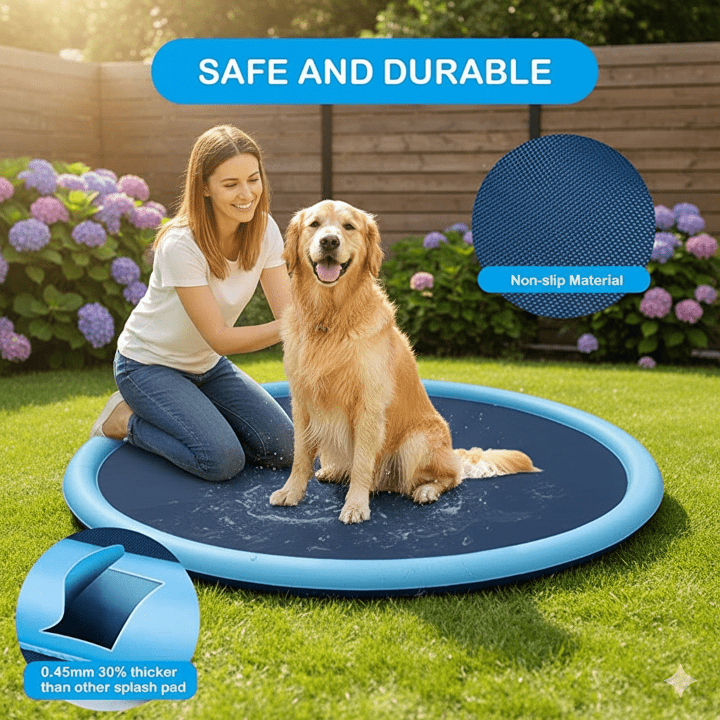 Water Play Mat for Dogs with Sprinklers – Durable Splash Pad for Summer