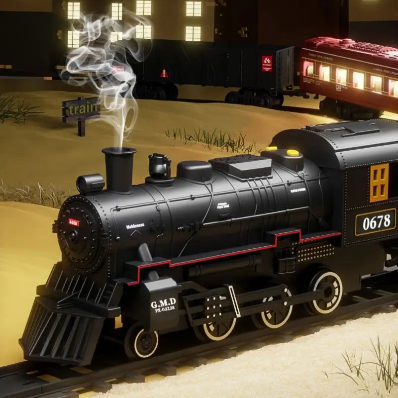 Electric Train Playset with Battery Operation, Lights, Sounds & Steam Effects