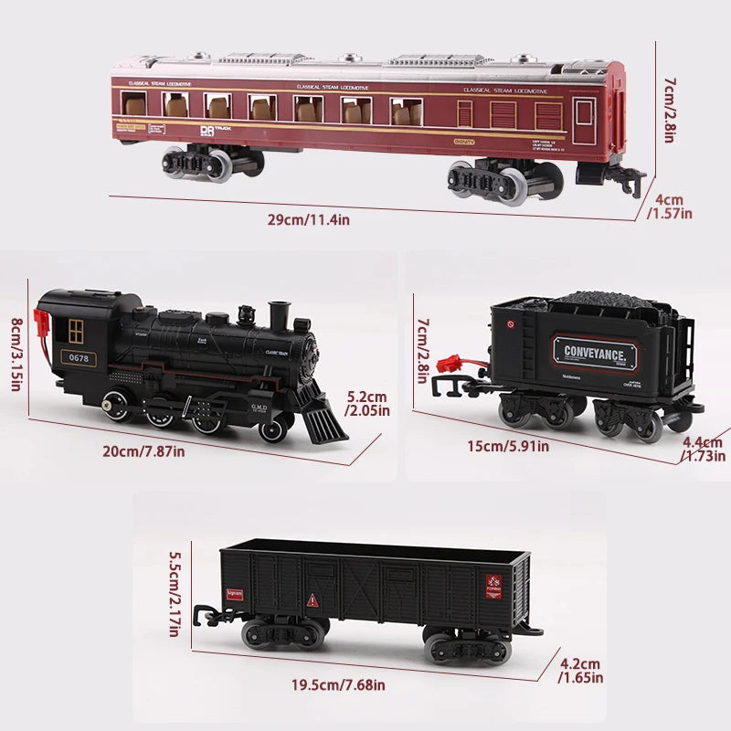 Electric Train Playset with Battery Operation, Lights, Sounds & Steam Effects