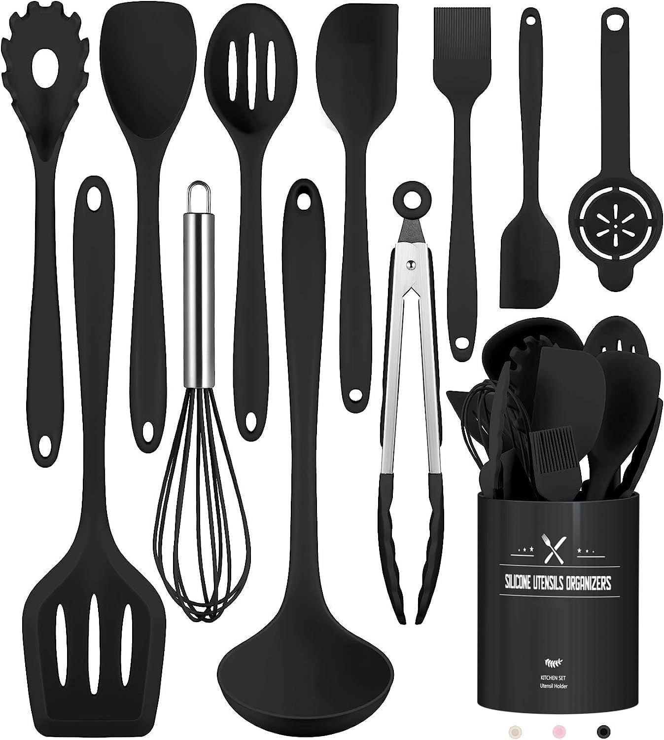 Silicone Kitchen Utensils Set in Ivory | Heat-Resistant & Non-Stick | Ergonomic Cooking Tools