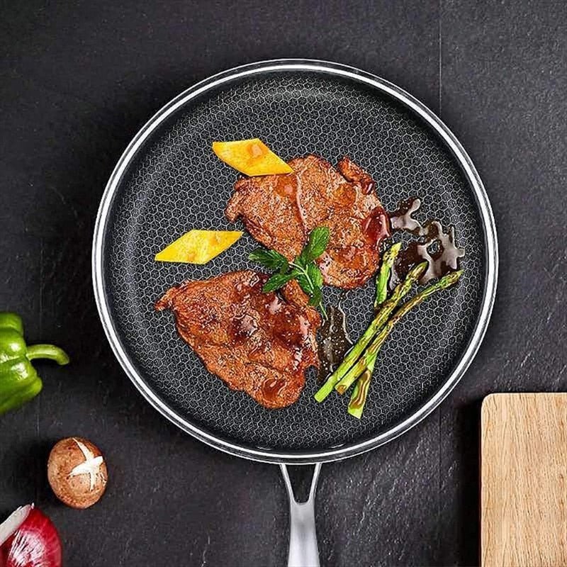 Non-Stick Coated Stainless Steel Frying Pan for Easy Cooking