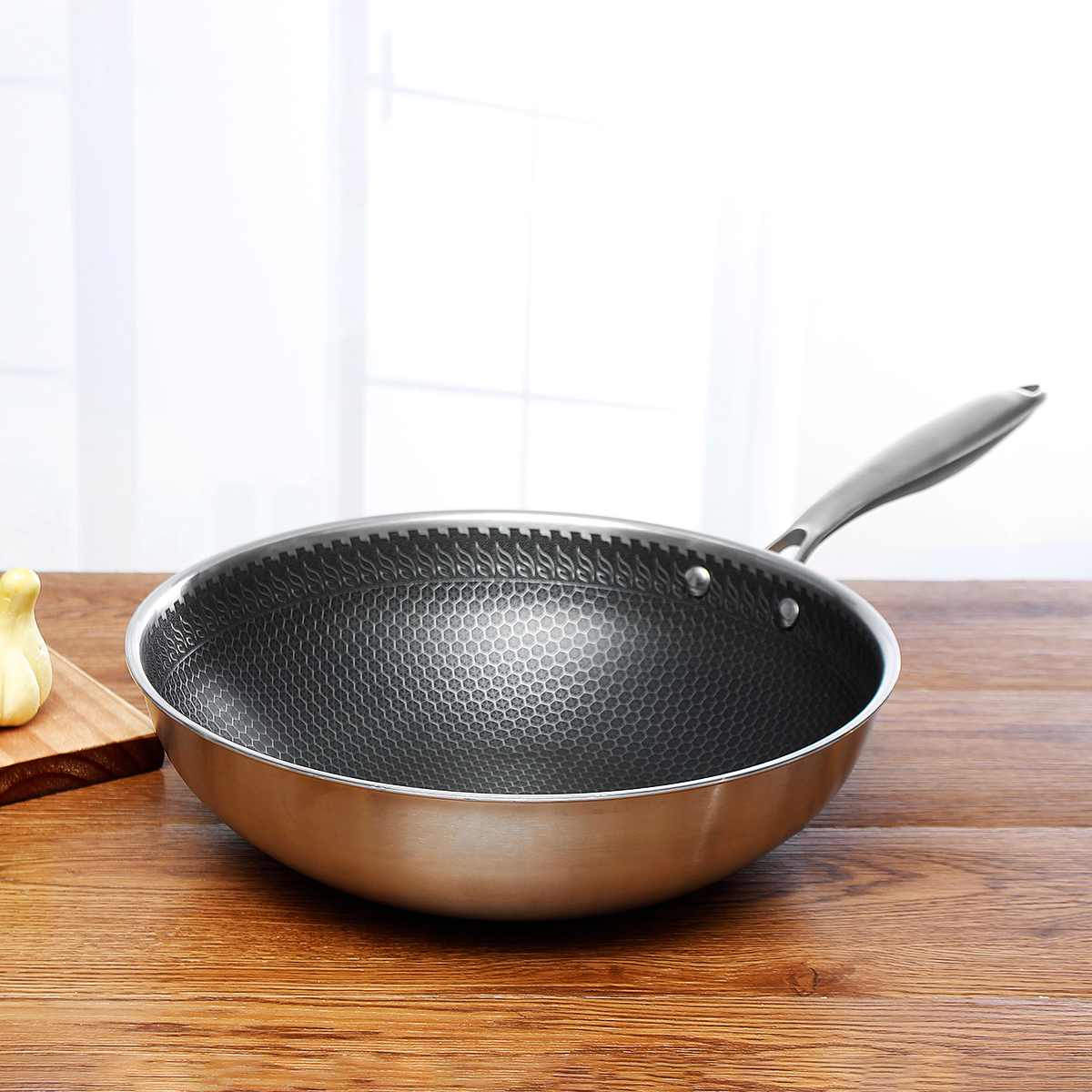 Non-Stick Coated Frying Pan in Stainless Steel for Easy Cooking
