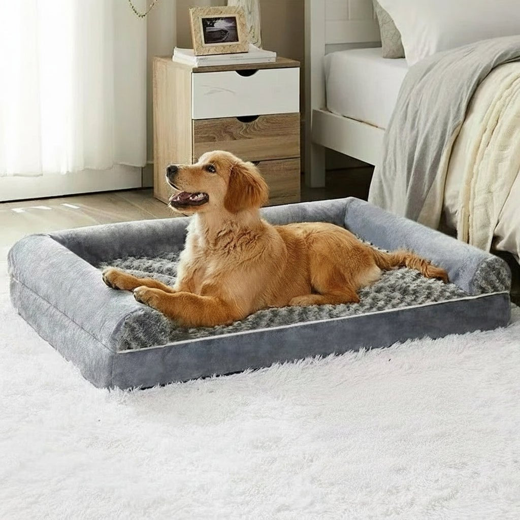ComfortNest L-Shaped Dog Bed with Easy-Clean Waterproof Cover