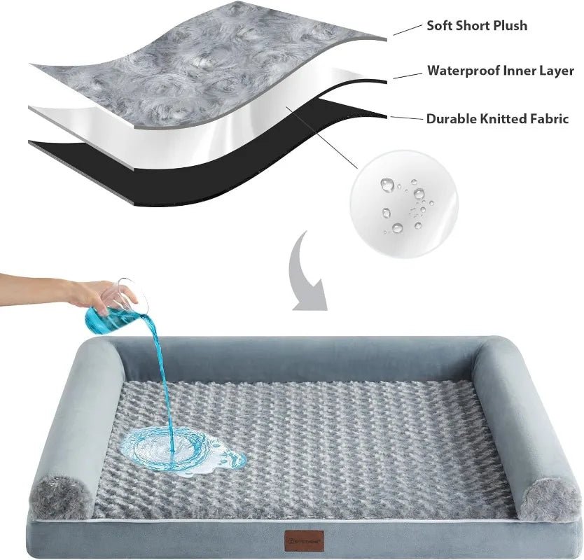 ComfortNest L-Shaped Dog Bed with Easy-Clean Waterproof Cover