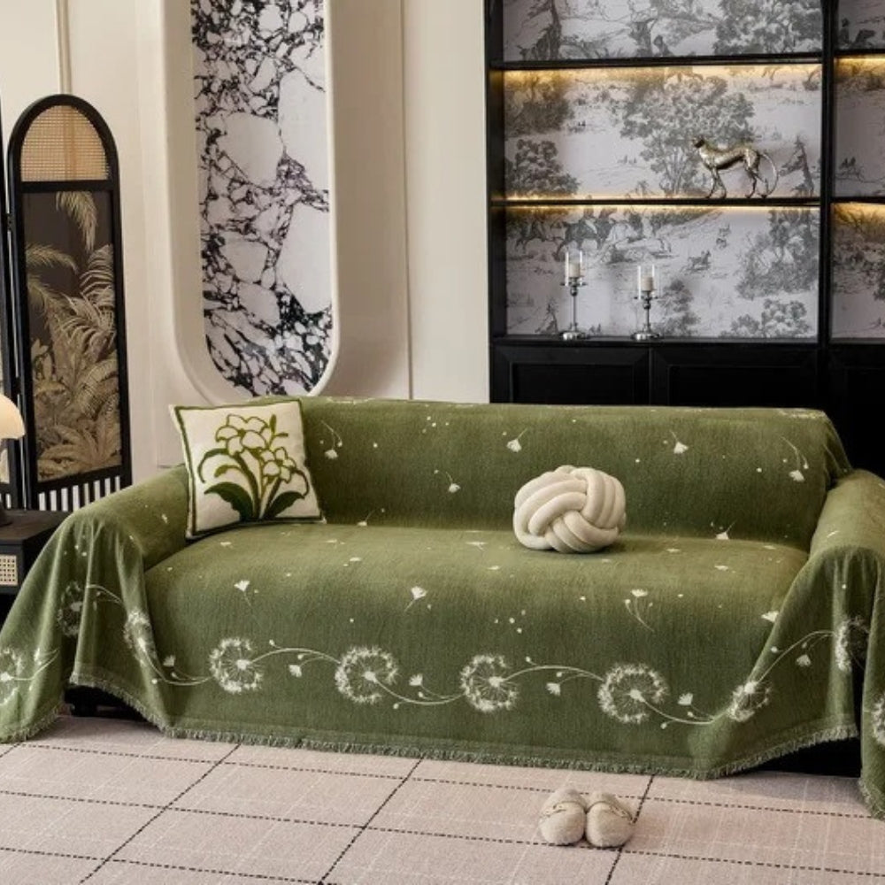 Tranquil Dandelion Microfiber Sofa Protector Blanket