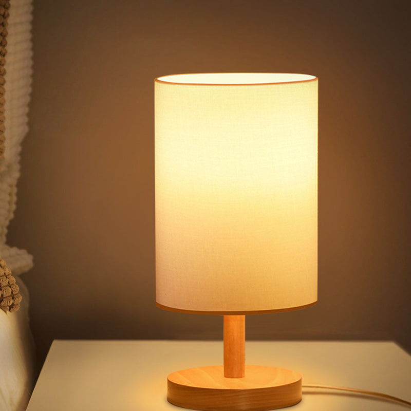 Charming Wooden Table Lamp with Soft Fabric Shade for Home