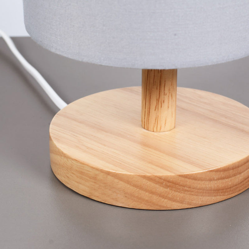 Charming Wooden Table Lamp with Soft Fabric Shade for Home