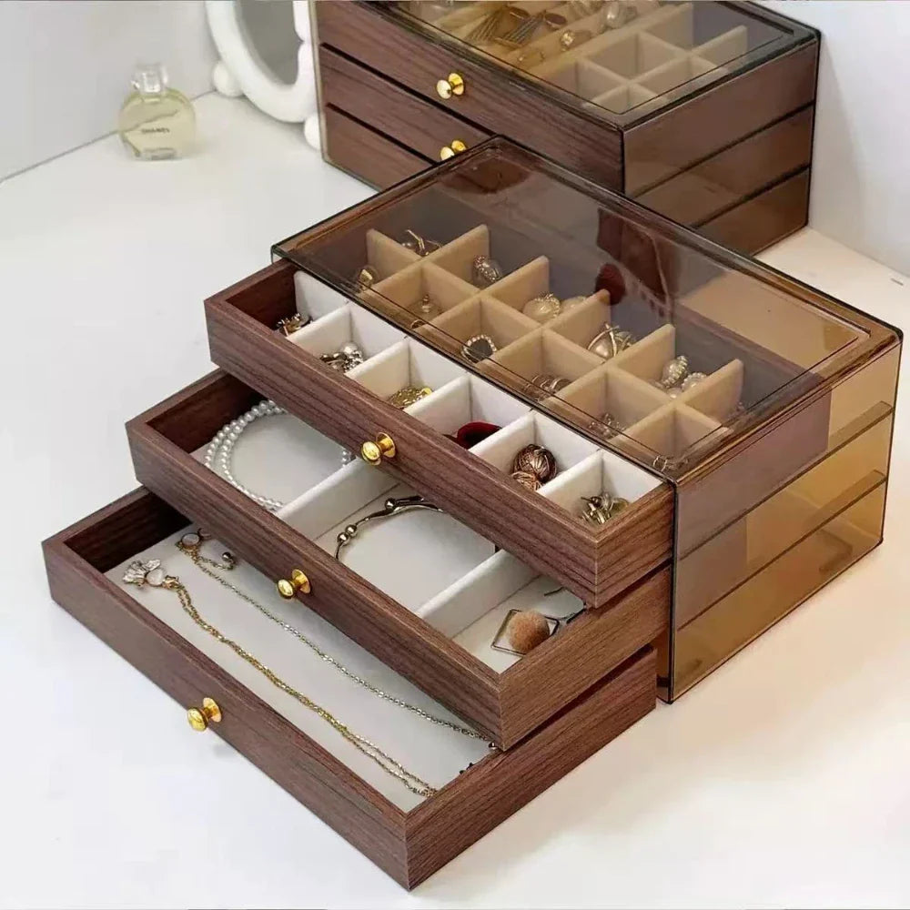 Stylish Multi-Layer Jewelry Organizer with Pull-Out Drawers