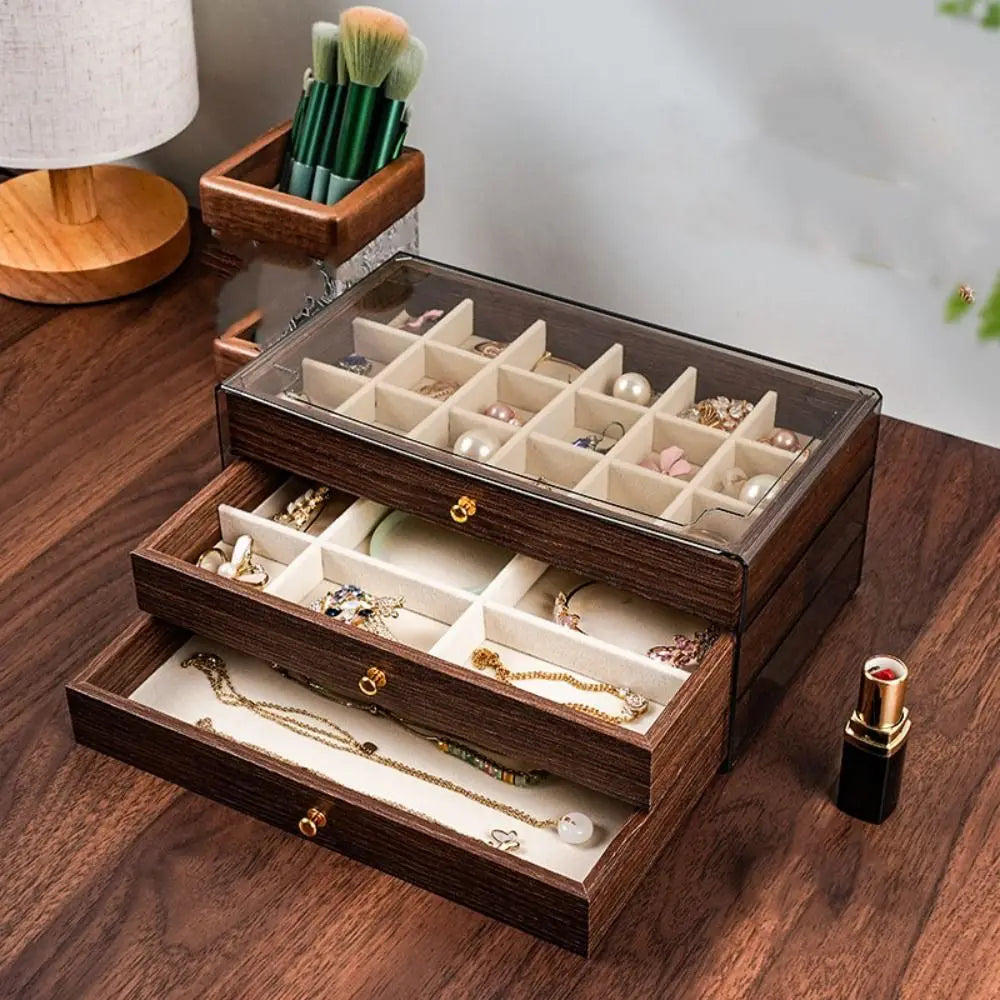 Stylish Multi-Layer Jewelry Organizer with Pull-Out Drawers