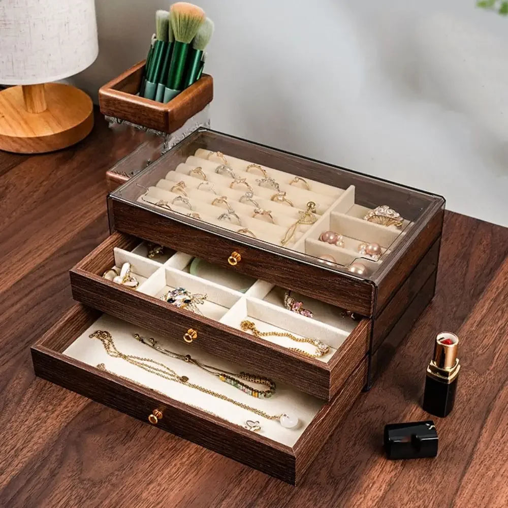 Stylish Multi-Layer Jewelry Organizer with Pull-Out Drawers