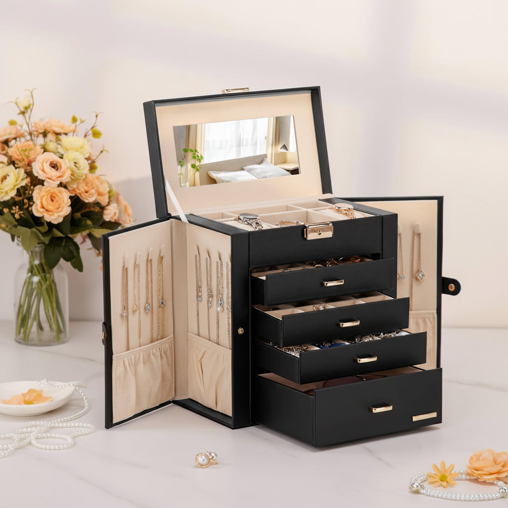 Elegant Jewelry Storage Box with Ample Drawers for Gifts