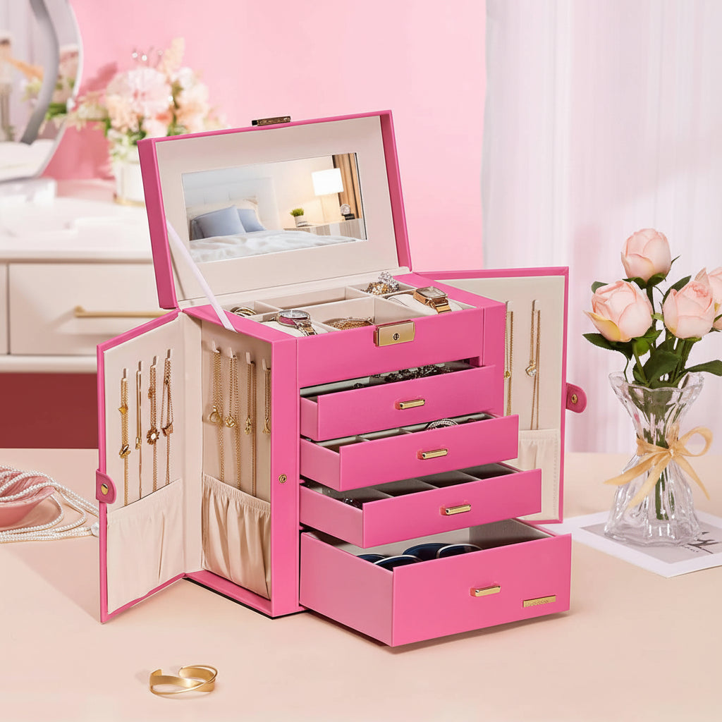 Elegant Jewelry Storage Box with Ample Drawers for Gifts