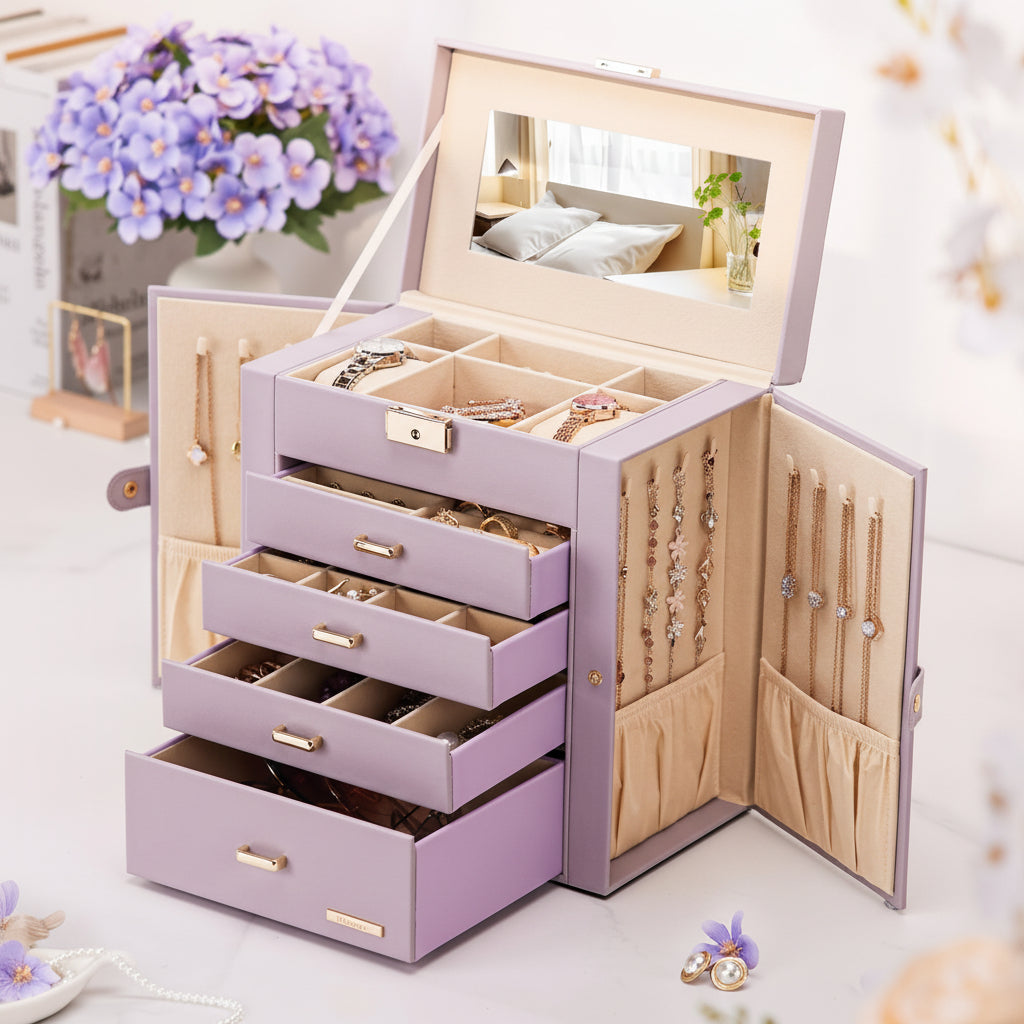Elegant Jewelry Storage Box with Ample Drawers for Gifts