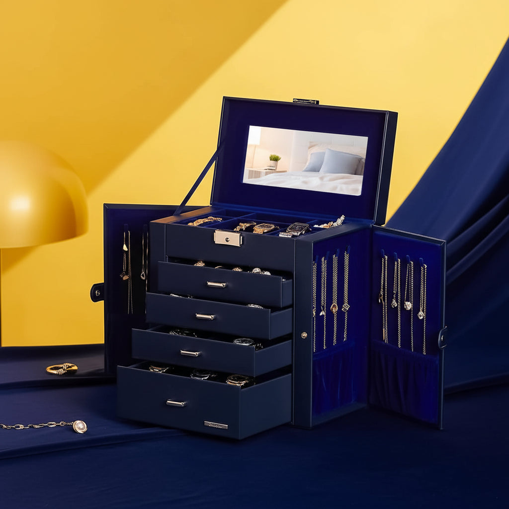 Elegant Jewelry Storage Box with Ample Drawers for Gifts