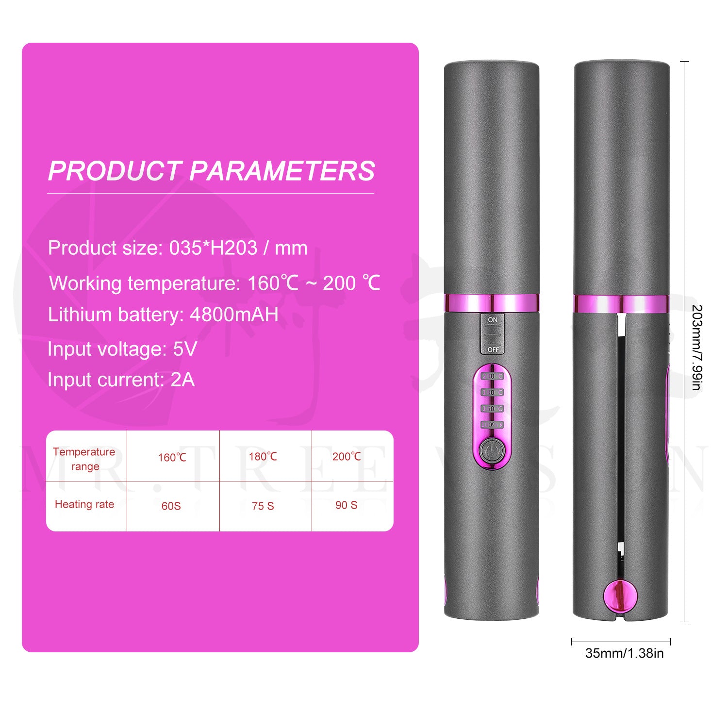 Compact Wireless Hair Straightener for Travel - USB Rechargeable