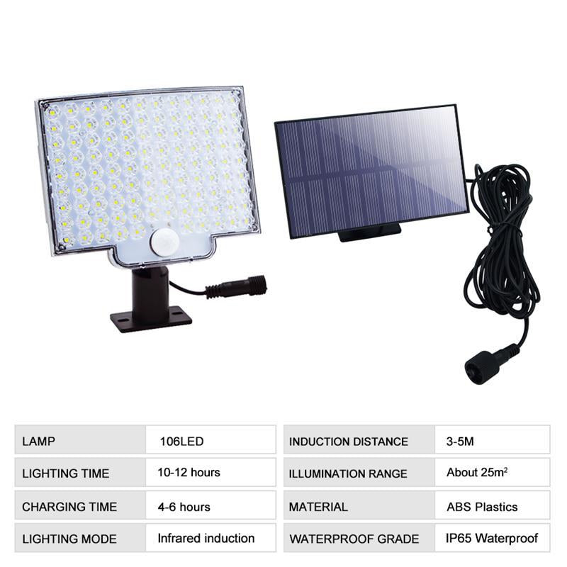 Solar-Powered 106 LED Outdoor Security Light with Motion Detection