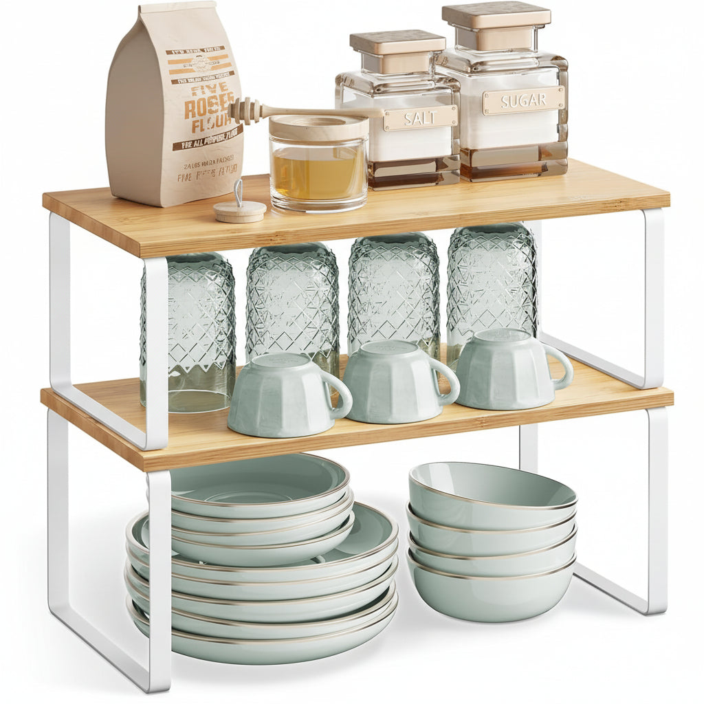 Versatile Stacking Storage Shelves for Kitchen Organization