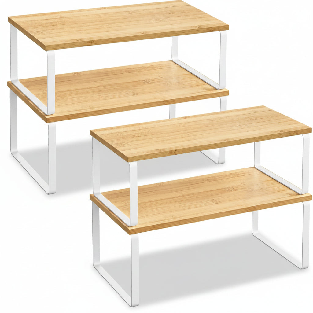 Versatile Stacking Storage Shelves for Kitchen Organization