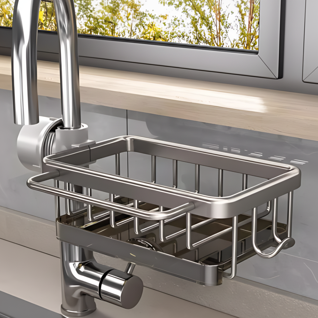 Effortless Kitchen Sink Storage with Quick-Drain Basket