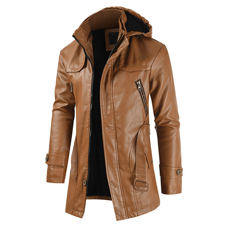 Chic Leather Winter Coat with Stylish Double Collar