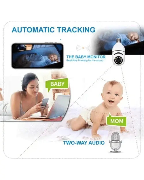 Smart E27 Security Camera – 360-Degree Coverage, Night Vision, Mobile App