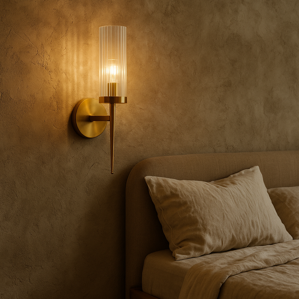 RadiantGlow Modern Ribbed Glass Wall Light Fixture