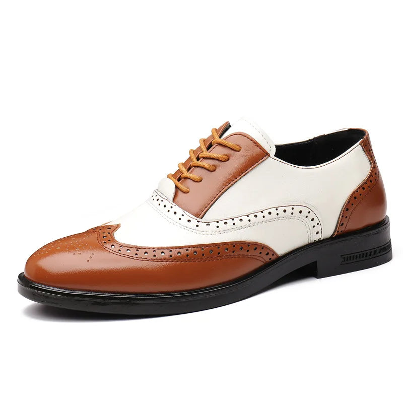 Brogue Lace-Up Shoes in Two-Tone Leather – Versatile Footwear for All Events