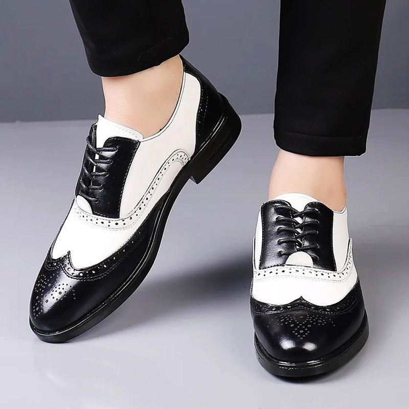 Brogue Lace-Up Shoes in Two-Tone Leather – Versatile Footwear for All Events