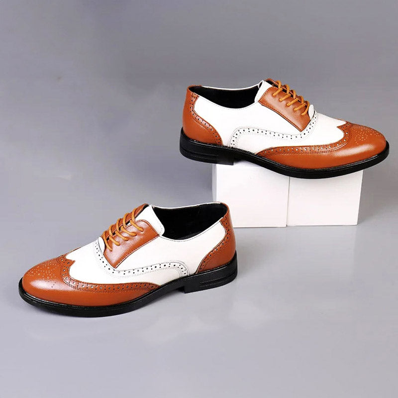 Brogue Lace-Up Shoes in Two-Tone Leather – Versatile Footwear for All Events