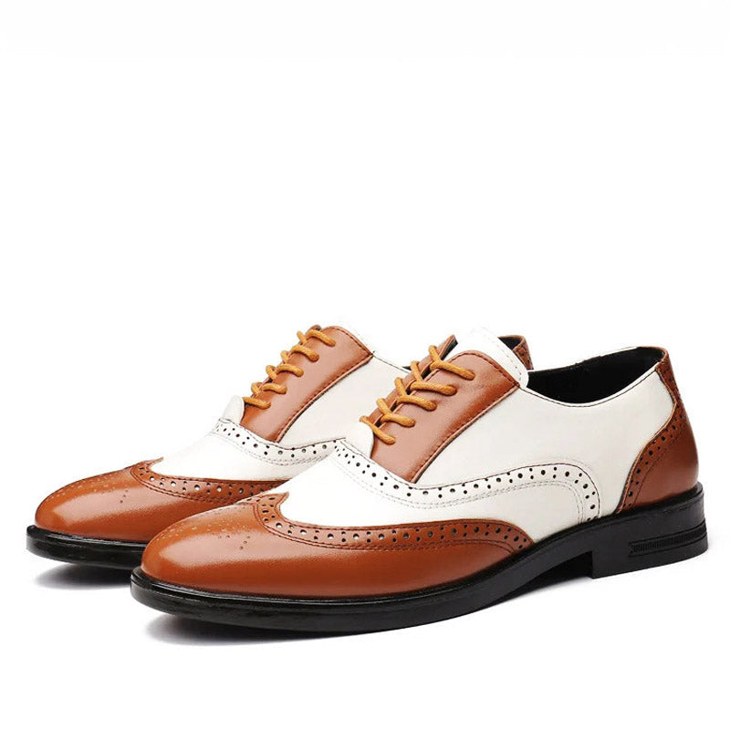 Brogue Lace-Up Shoes in Two-Tone Leather – Versatile Footwear for All Events
