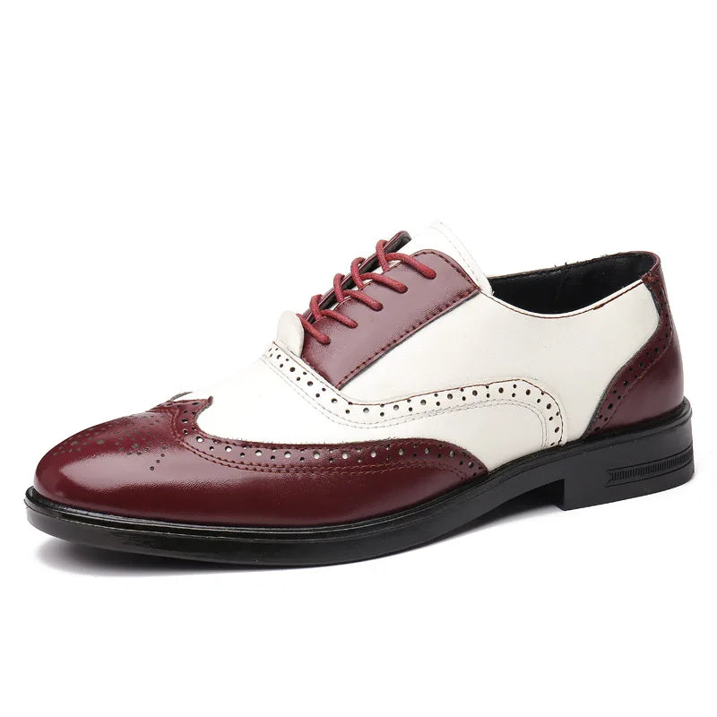 Brogue Lace-Up Shoes in Two-Tone Leather – Versatile Footwear for All Events