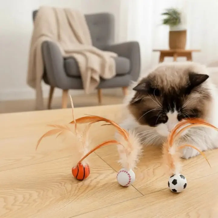 Interactive Feather Ball for Cats