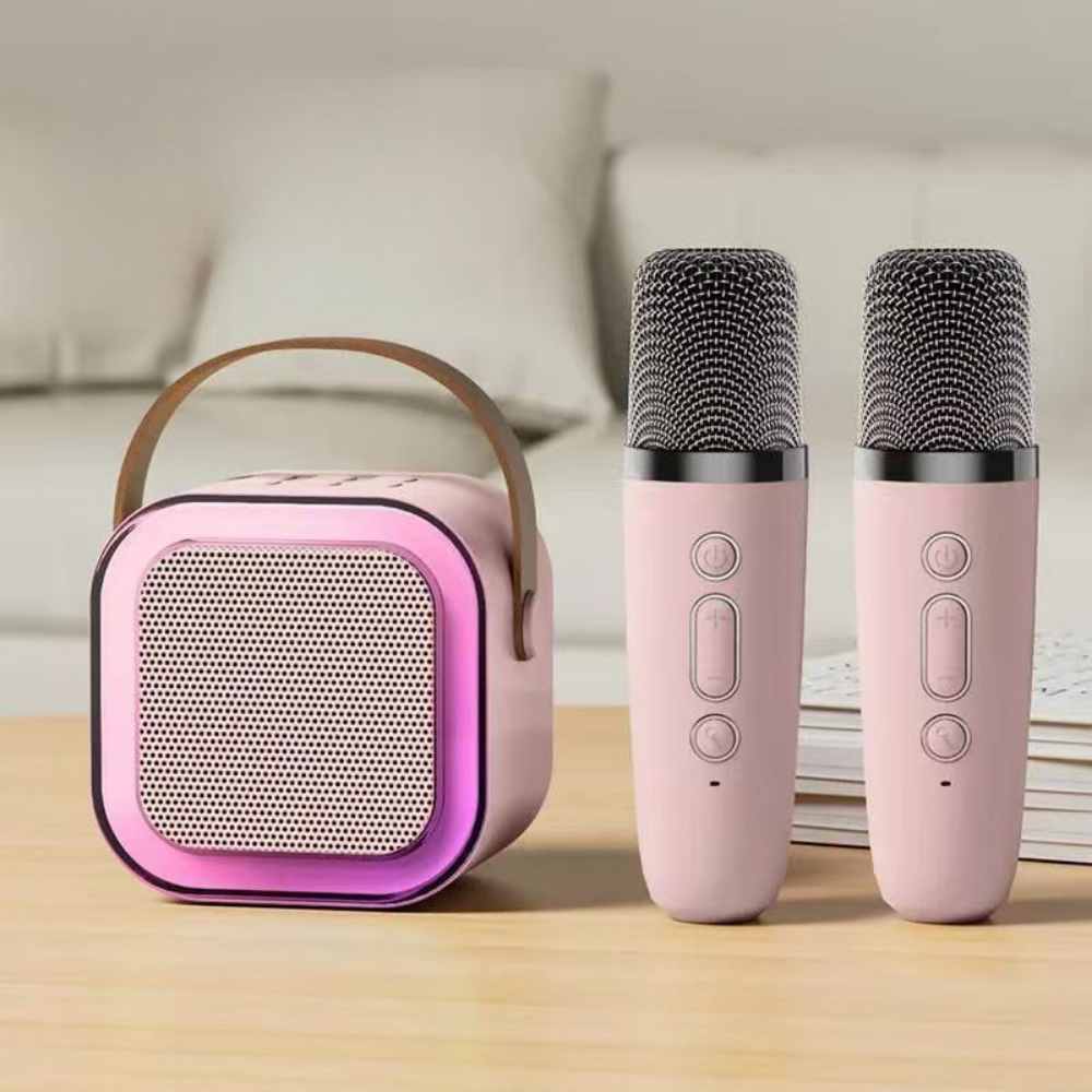 Portable Karaoke System with Bluetooth and Dual Microphones