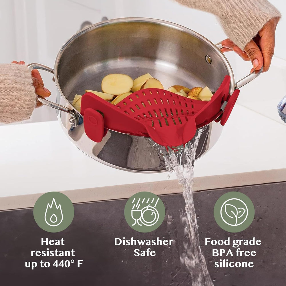 Innovative Clip-On Kitchen Strainer for Effortless Draining