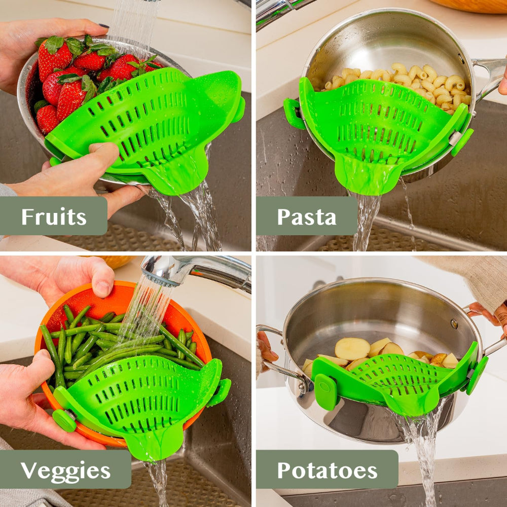Innovative Clip-On Kitchen Strainer for Effortless Draining