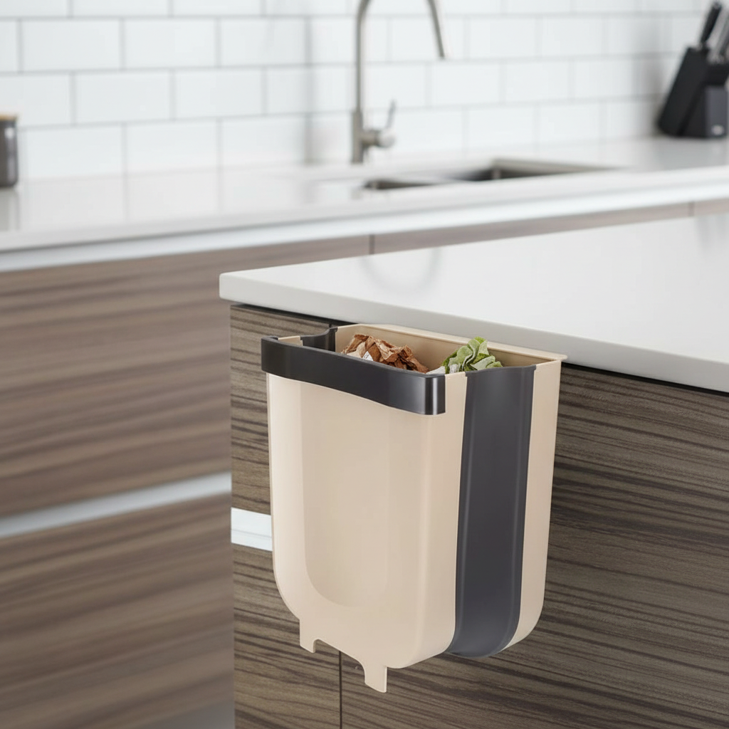 Compact Hanging Kitchen Waste Bin for Effortless Cleanup