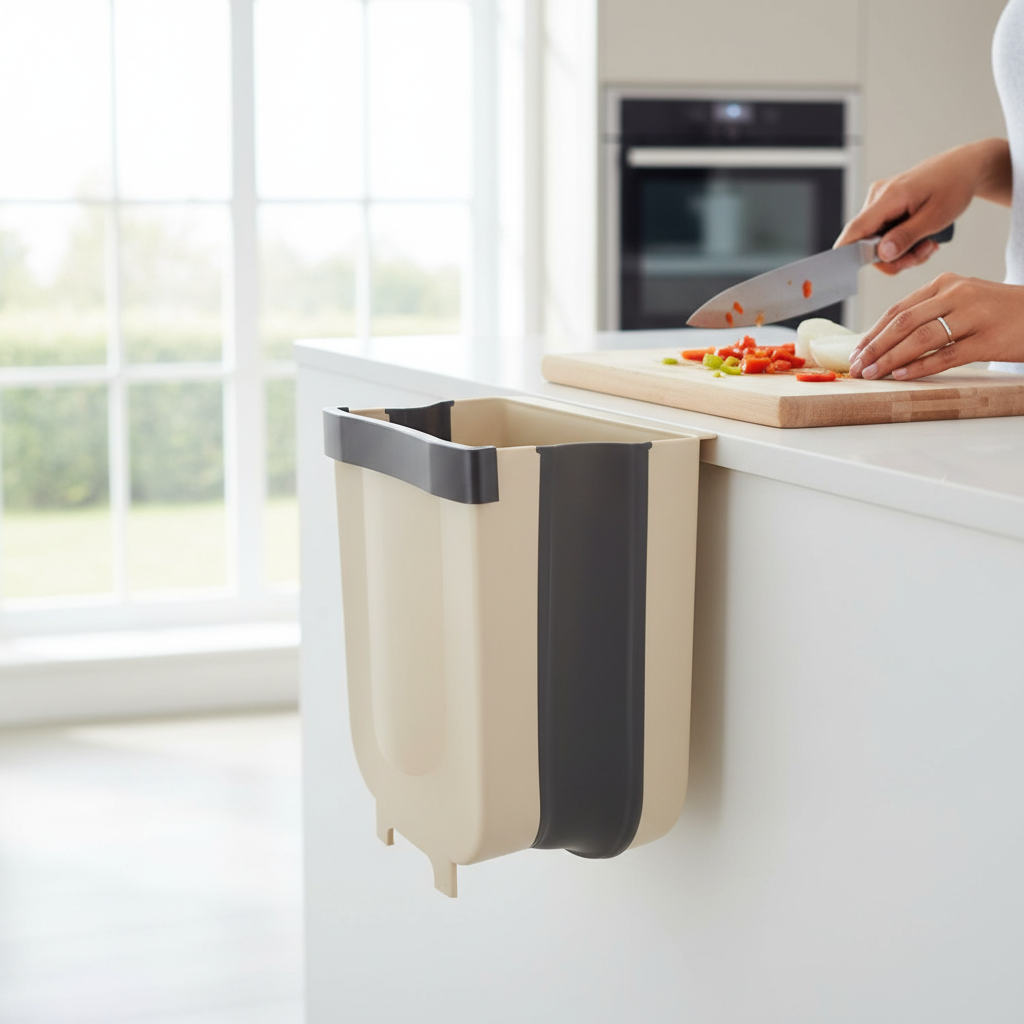 Compact Hanging Kitchen Waste Bin for Effortless Cleanup