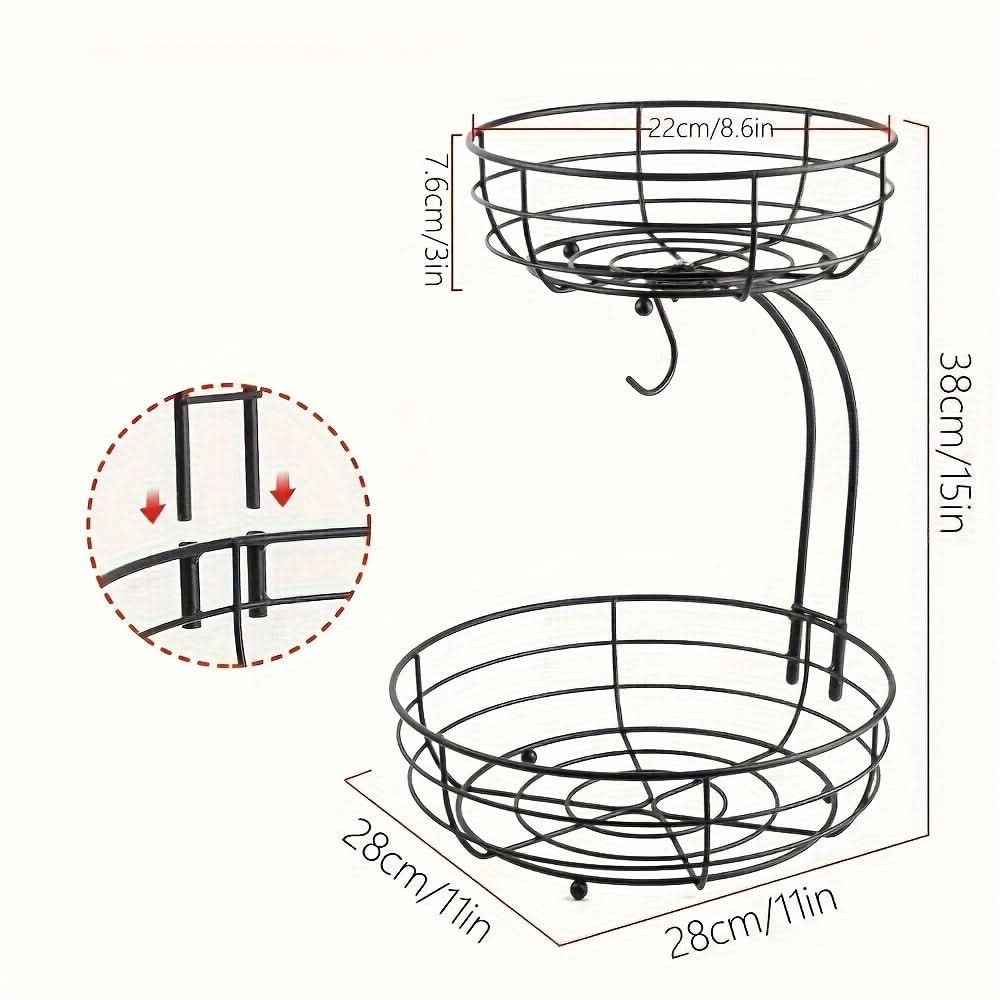 ChicNest Dual-Tiered Fruit Organizer with Banana Hanger