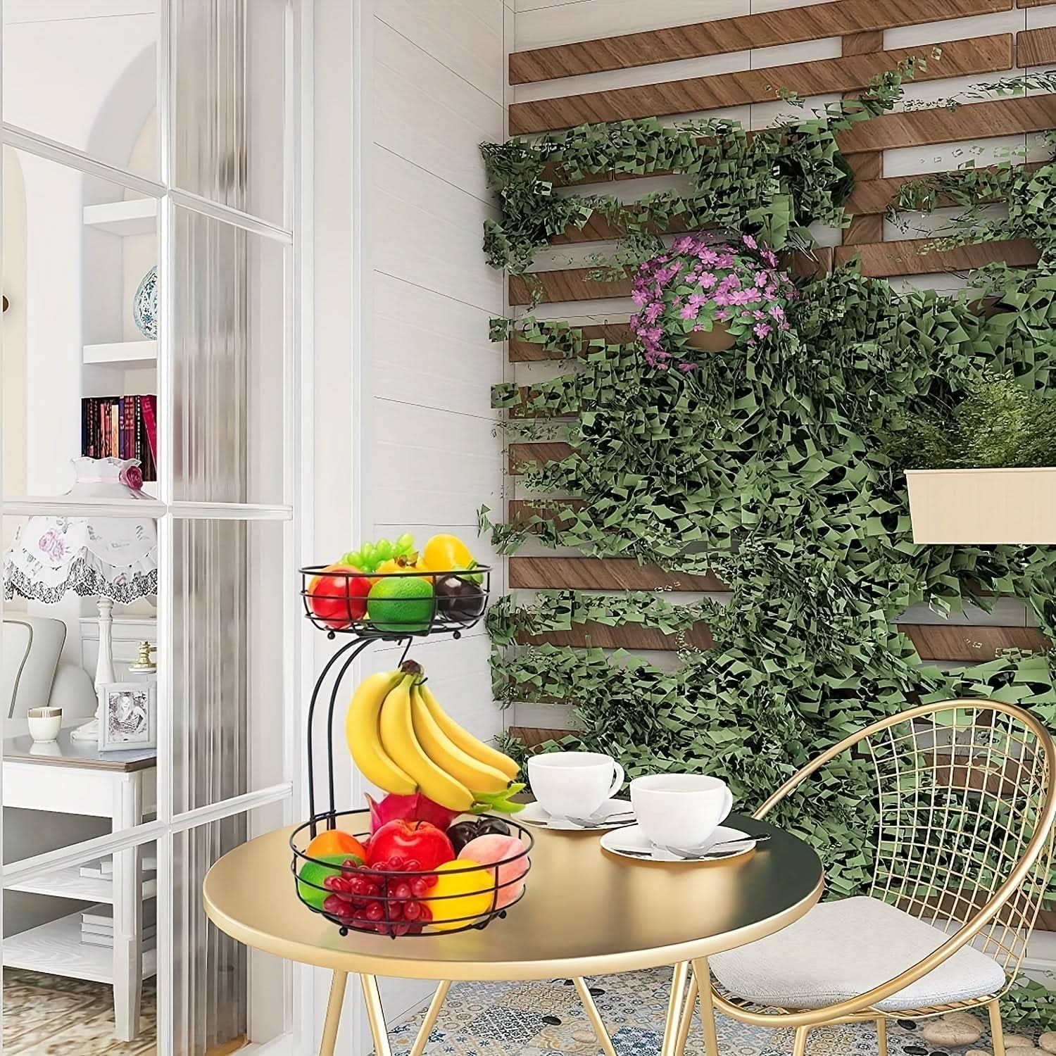 ChicNest Dual-Tiered Fruit Organizer with Banana Hanger