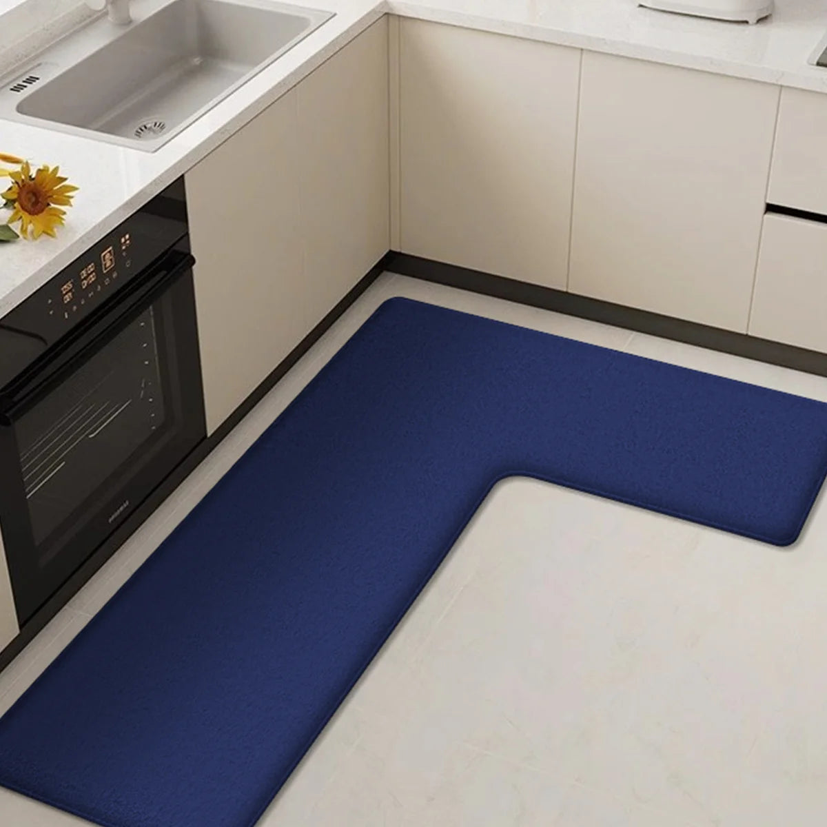ComfortFit L-Shaped Kitchen Rug with Non-Slip Base – Soft, Washable and Absorbent