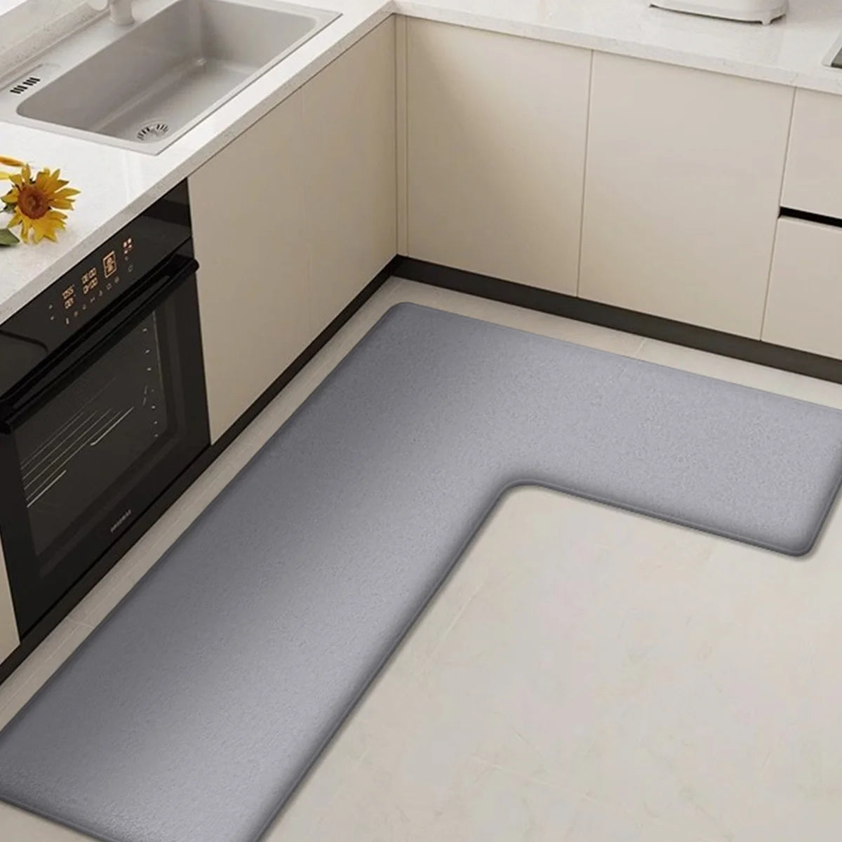ComfortFit L-Shaped Kitchen Rug with Non-Slip Base – Soft, Washable and Absorbent