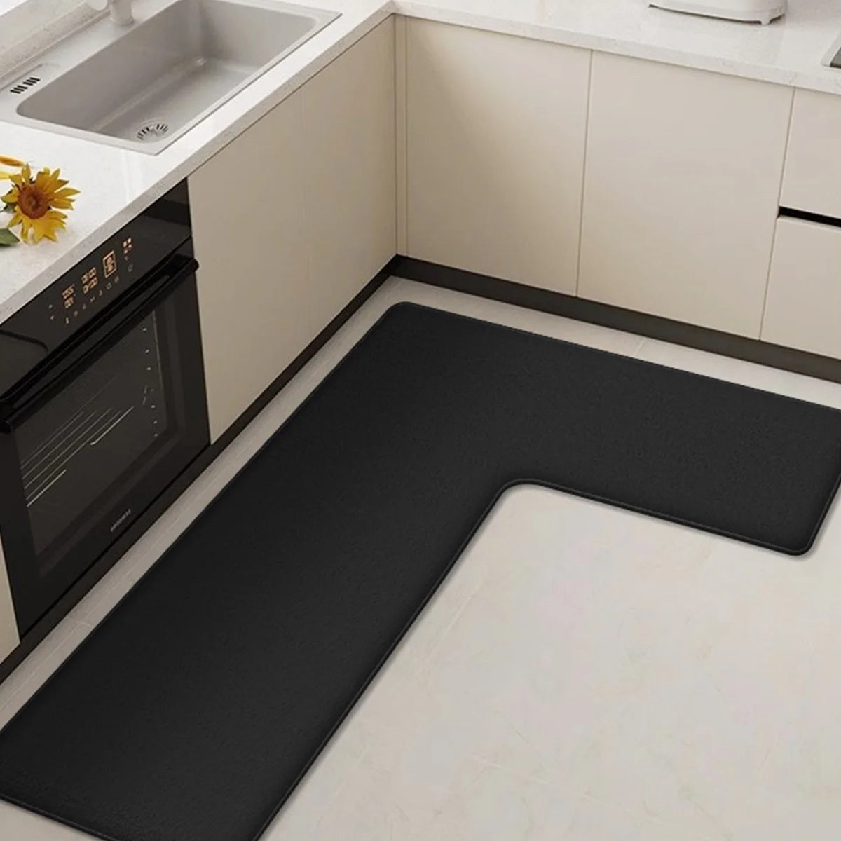 ComfortFit L-Shaped Kitchen Rug with Non-Slip Base – Soft, Washable and Absorbent