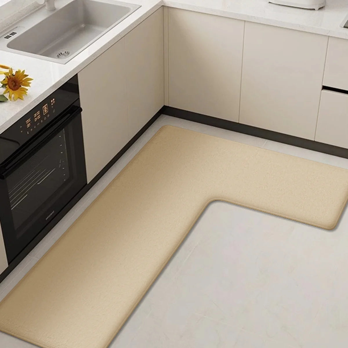 ComfortFit L-Shaped Kitchen Rug with Non-Slip Base – Soft, Washable and Absorbent