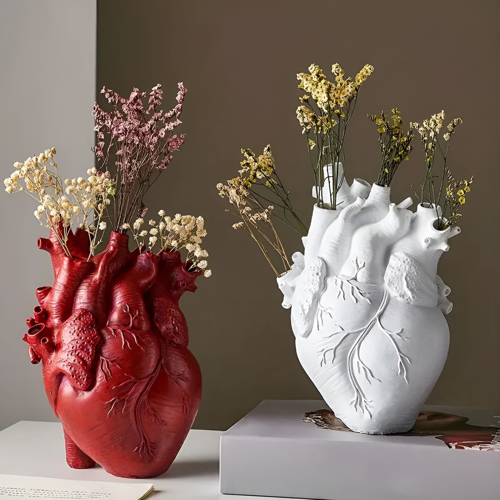 Heart-Shaped Vase in Bamboo and Wood Material