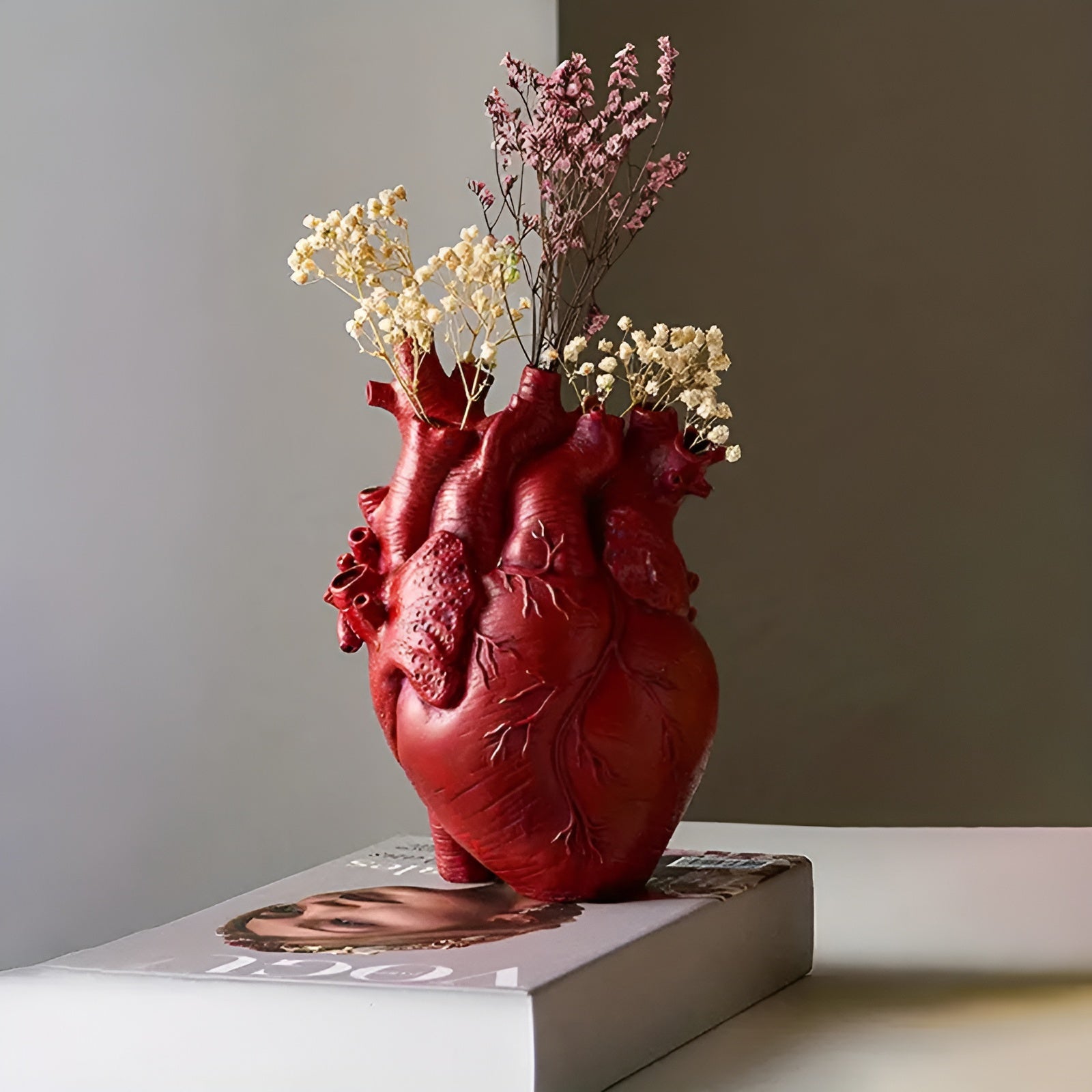 Heart-Shaped Vase in Bamboo and Wood Material