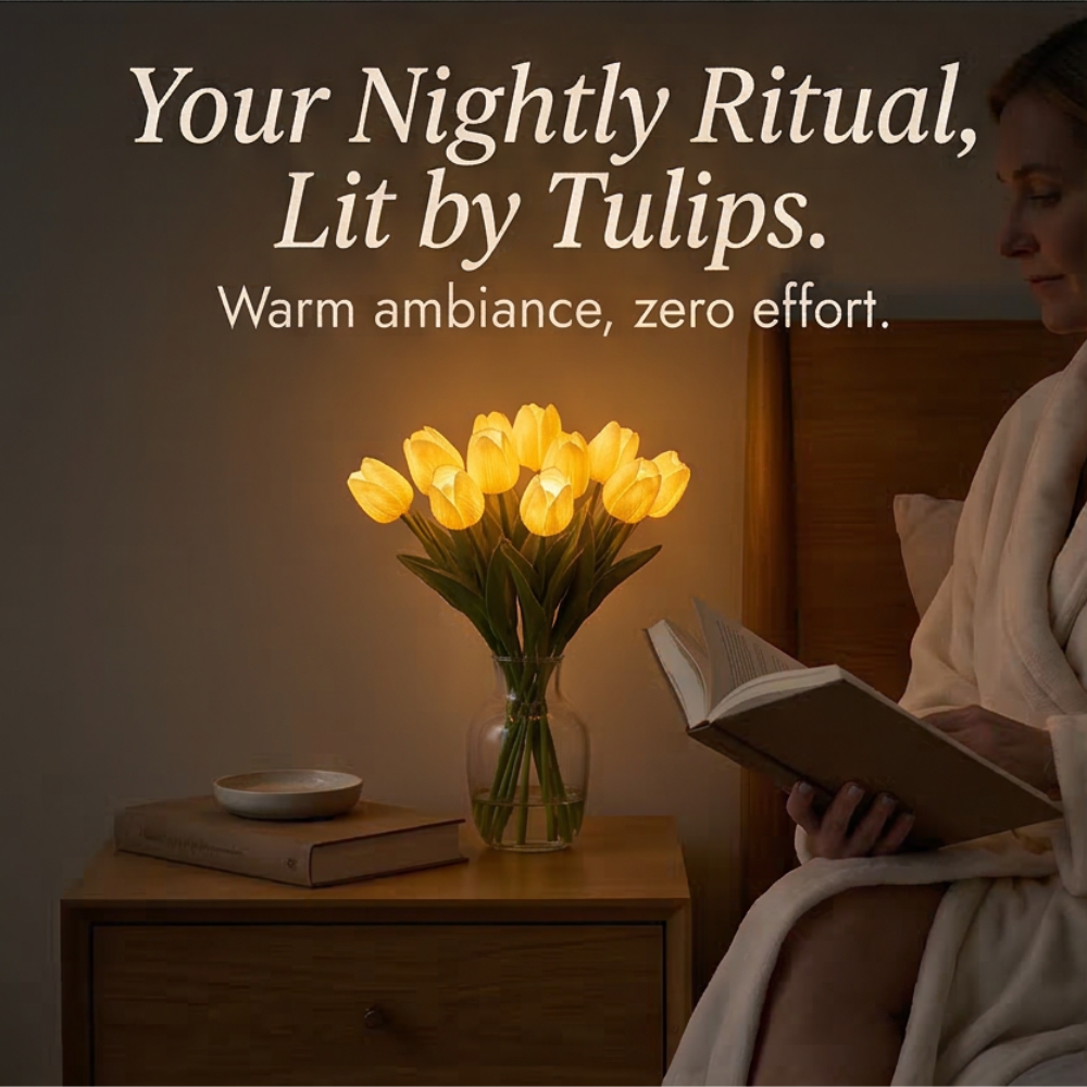 Lifelike LED Tulip Light Arrangement with Timer – Warm Ambiance Year-Round