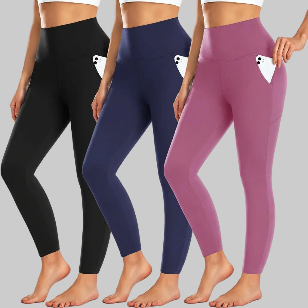 Essential High Rise Leggings with Convenient Pockets