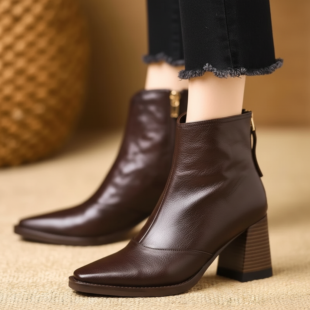 Chic Mid-Heel Ankle Boots with Convenient Zipper for Daily Wear
