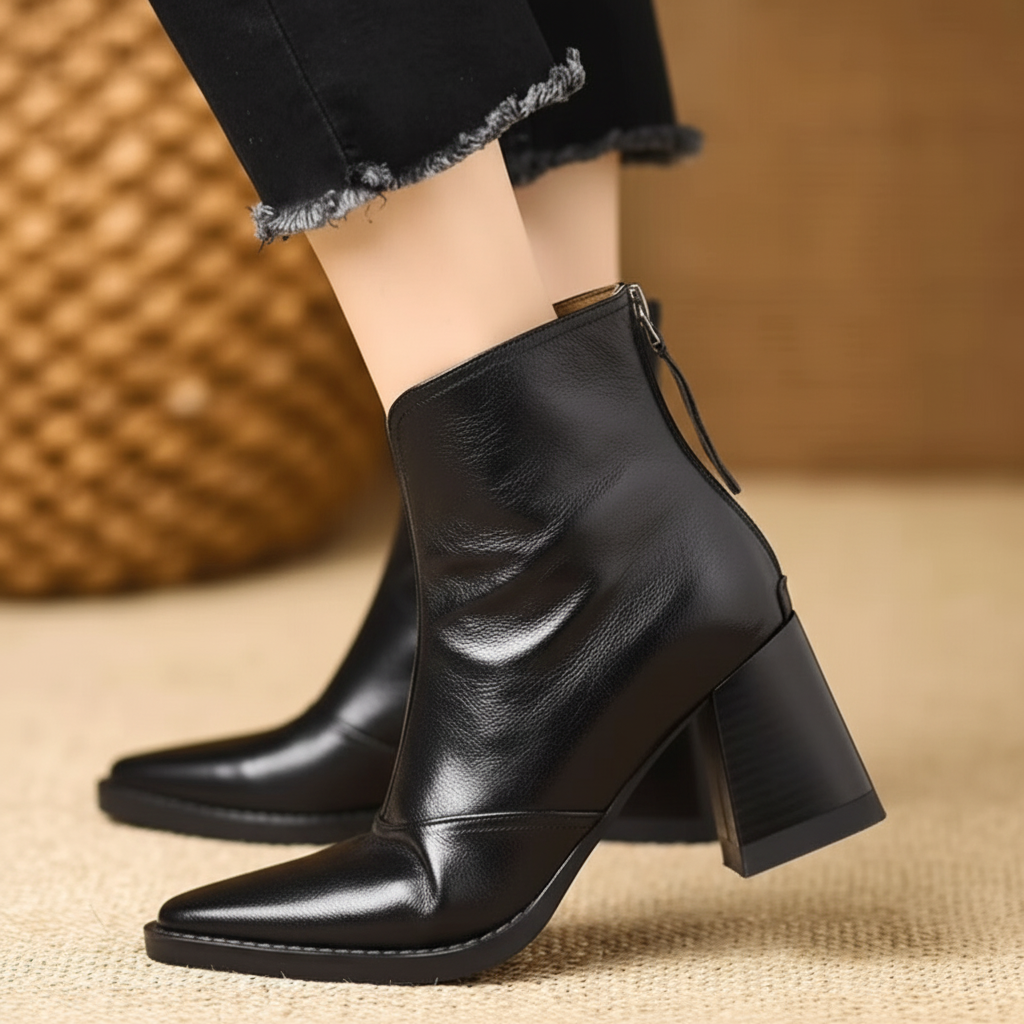 Chic Mid-Heel Ankle Boots with Convenient Zipper for Daily Wear